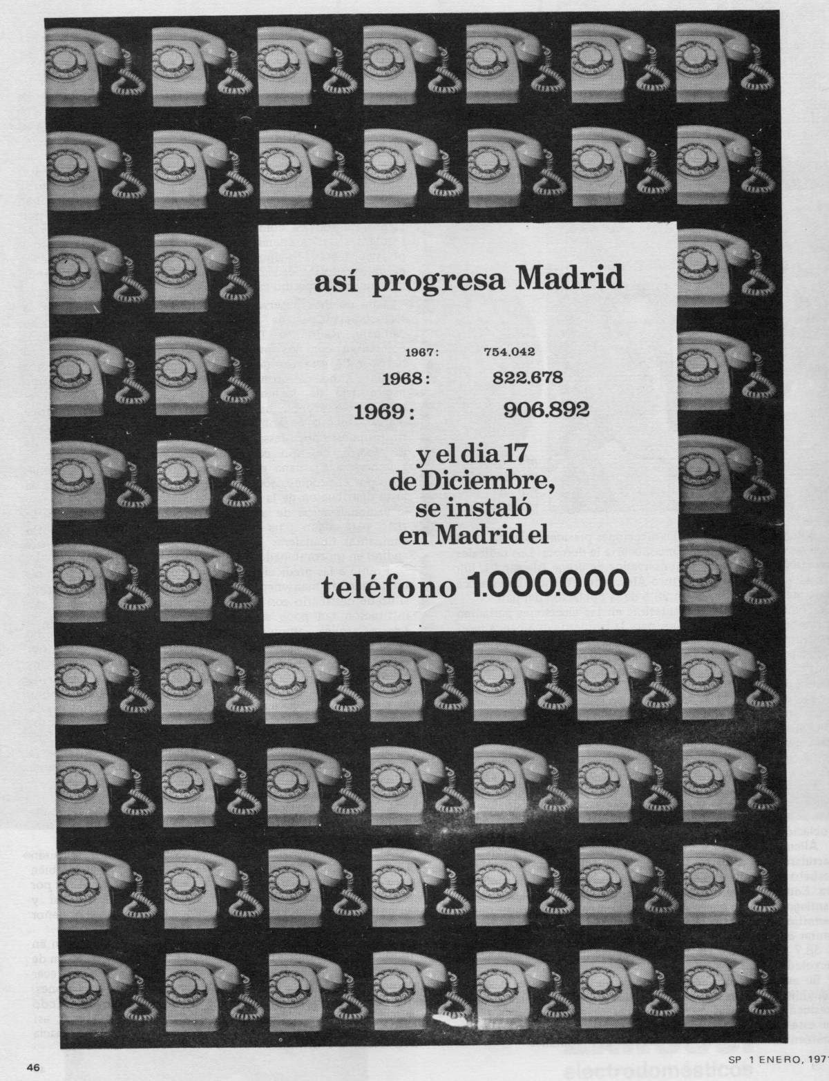 1970…un millón de teléfonos en&nbsp;Madrid