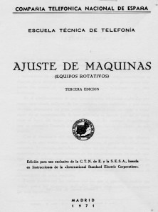Portada del Manual de Ajuste de Máquinas (Equipos Rotativos) 1971