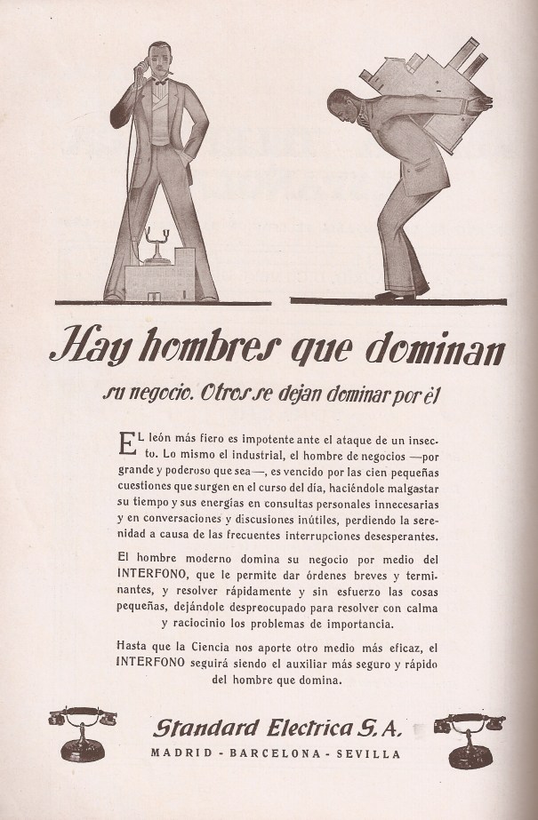 Anuncio. Revista Telefónica Española, diciembre 1929