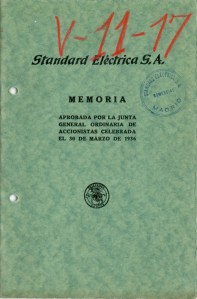 Portada Memoria SESA aprobada en 1936. Imagen cedida por Alcatel-Lucent España S.A.U.