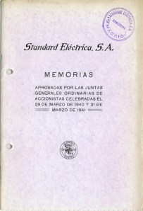 Portada Memorias Standard Electrica 1940 y 1941. Imagen cedida por Alcatel-Lucent España S.A.U.
