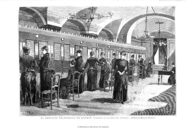 Estación Central de Teléfonos de Madrid en la Calle Mayor 1. Publicado en 