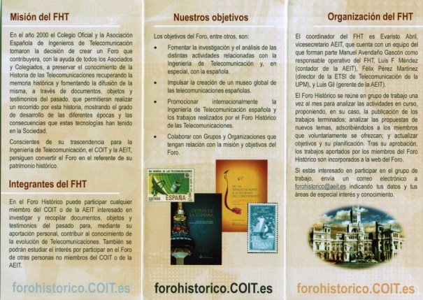 Triptico Foro Histórico de las Telecomunicaciones