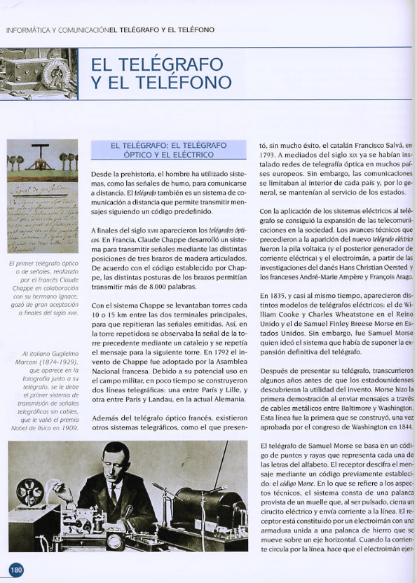 El Telégrafo y el Teléfono.  Enciclopedia temática escolar Larousse,&nbsp;2002